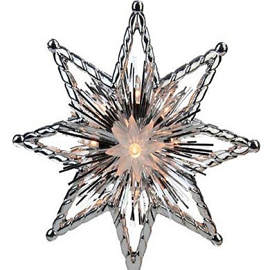 8" Silver Lighted Star Christmas Tree Topper - Clear Lights