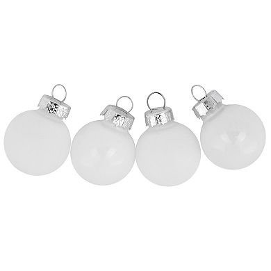 24ct White Shiny & Matte Glass Christmas Ball Ornaments 1-Inch (25mm)