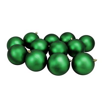 12 ct Xmas Green Shatterproof Matte Christmas Ball Ornaments 4" (100mm)
