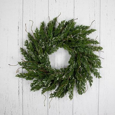 24" Iced Cedar Artificial Christmas Wreath - Unlit