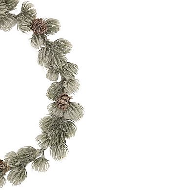 12" Mini Frosted Pine Christmas Wreath with Pine Cones