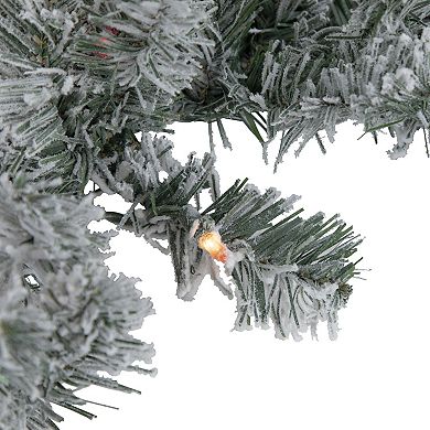 9' x 10" Pre-Lit Flocked Madison Pine Artificial Christmas Garland Multi Lights