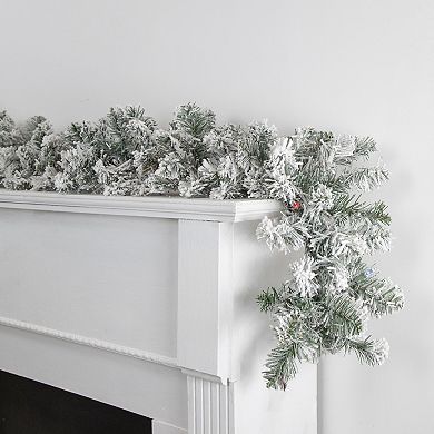 9' x 10" Pre-Lit Flocked Madison Pine Artificial Christmas Garland Multi Lights