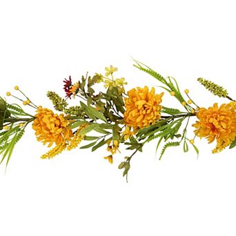 5' x 10" Orange Peony Artificial Fall Harvest Garland Unlit