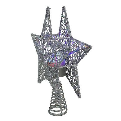 13" Lighted Silver Star with Rotating Projector Christmas Tree Topper - Multicolor LED Lights