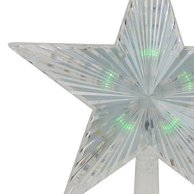 9" Pre-Lit Clear Crystal Star Christmas Tree Topper - Multicolor LED Lights