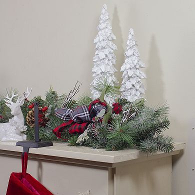 6' x 12" Dual Plaid and Berries Artificial Christmas Garland - Unlit