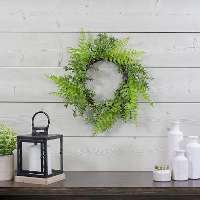 Fern Leaf Artificial Springtime Wreath Green - 18-Inch