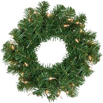 Deluxe Dorchester Pine Artificial Christmas Wreath 16-Inch Clear Lights