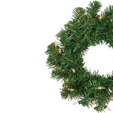 Deluxe Dorchester Pine Artificial Christmas Wreath  16-Inch  Clear Lights