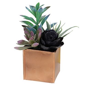 7" Copper Potted Artificial Mixed Succulent Arrangement