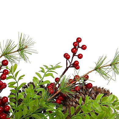 Frosted Pine Cones and Berries Artificial Christmas Wreath - 18-Inch Unlit
