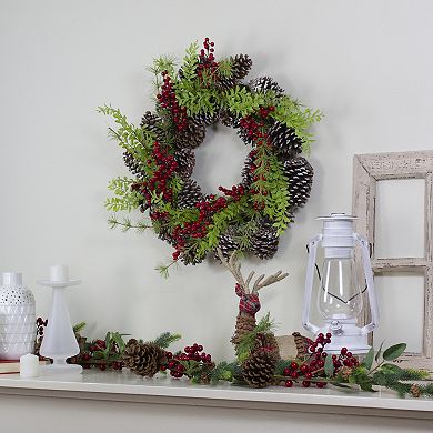 Frosted Pine Cones and Berries Artificial Christmas Wreath - 18-Inch Unlit