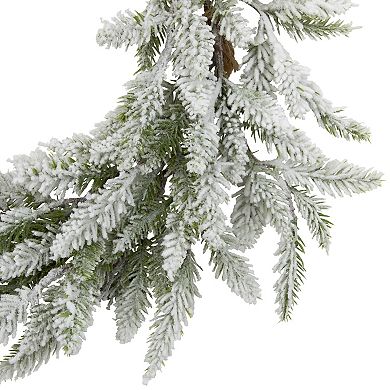 Heavily Flocked Artificial Pine Christmas Wreath 16.5-Inch Unlit
