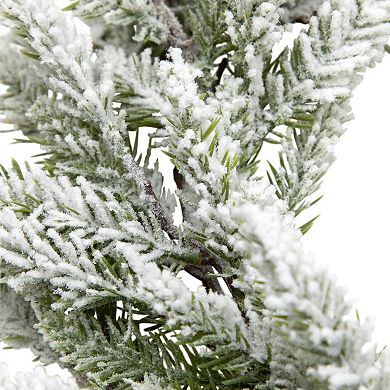Heavily Flocked Artificial Pine Christmas Wreath 16.5-Inch Unlit