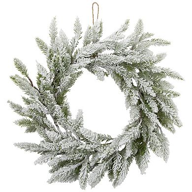 Heavily Flocked Artificial Pine Christmas Wreath 16.5-Inch Unlit