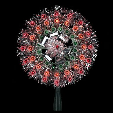 8" Pre-Lit Silver Starburst Christmas Tree Topper - Multicolor Lights