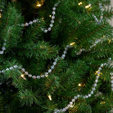 33' x 0.25" Shiny Clear Iridescent Beaded Artificial Christmas Garland - Unlit