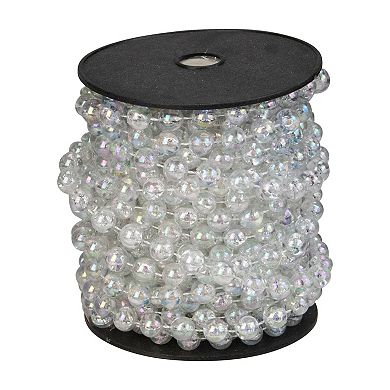 33' x 0.25" Shiny Clear Iridescent Beaded Artificial Christmas Garland - Unlit