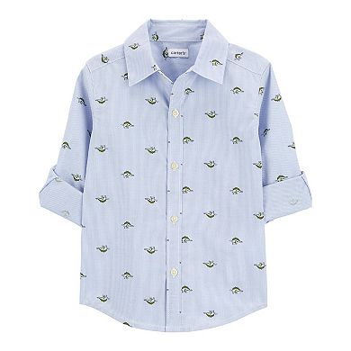 Toddler Boy Carter's Dinosaur Button-Front Shirt