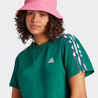 Women's adidas Vibrant Print 3-Stripes Cropped Tee
