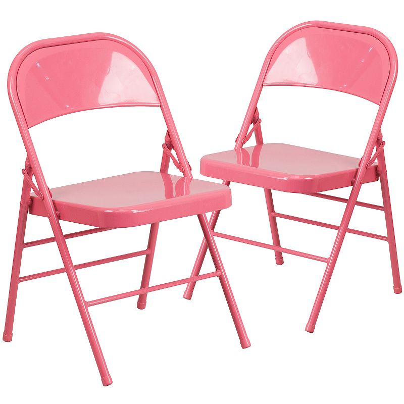 Flash Furniture Hercules Colorburst Series Folding Chair 2-piece Set, Pink