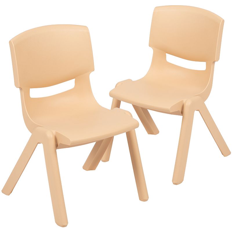 Flash Furniture Whitney Stackable School Chair 2-piece Set, Natural