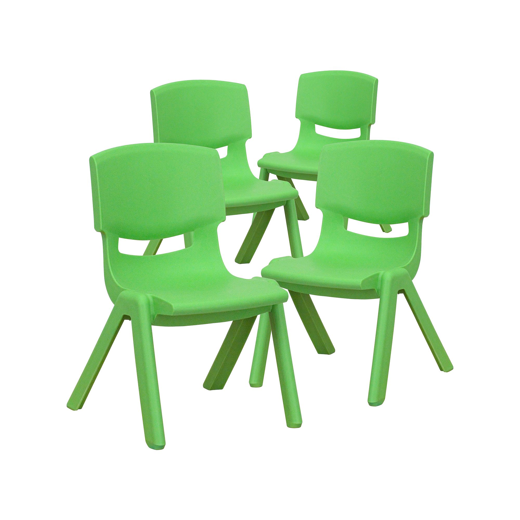 Flash Furniture Whitney Plastic Stackable School Chair 4-piece Set, Green