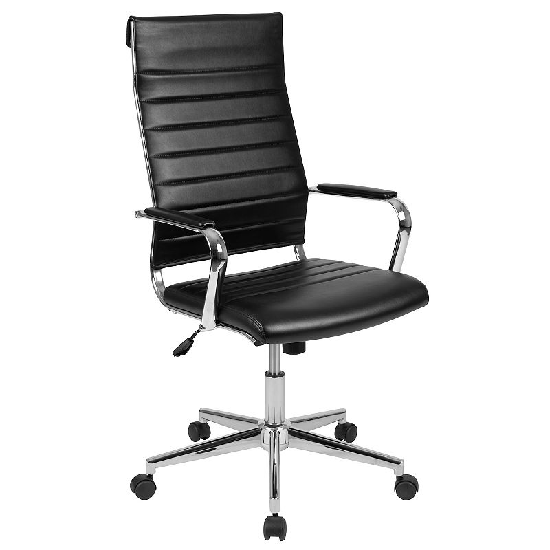 Flash Furniture Hansel LeatherSoft Contemporary Swivel Office Chair, Black