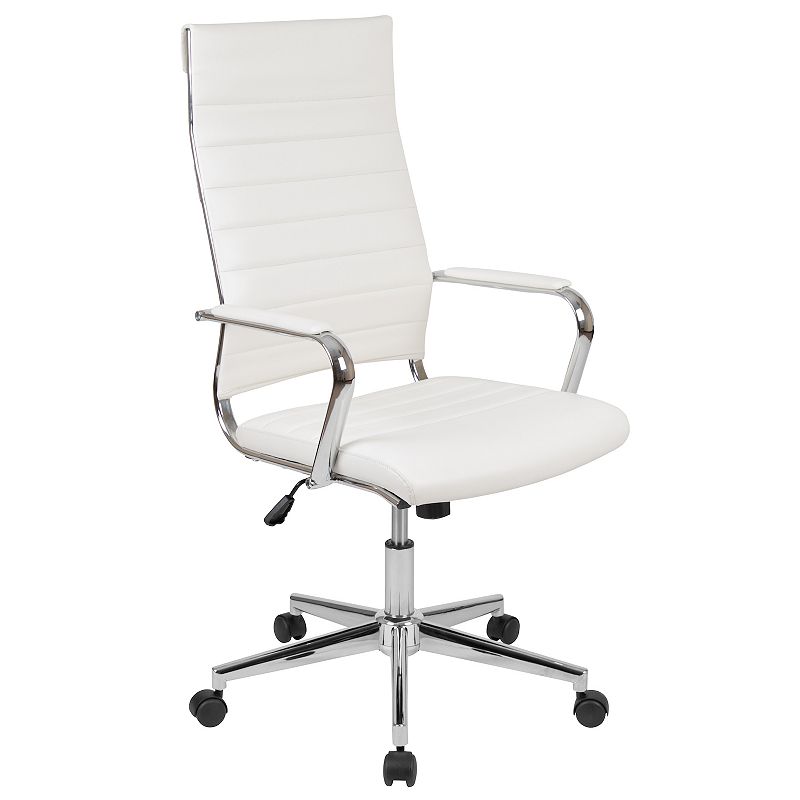 Flash Furniture Hansel LeatherSoft Contemporary Swivel Office Chair, White