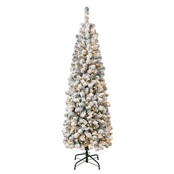 National Tree Company First Traditions Pre-Lit 5.5-ft. Acacia Pencil Slim Flocked Artificial Christmas Tree