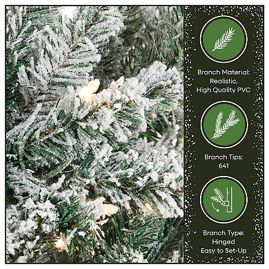 National Tree Company First Traditions 7-ft. Pre-Lit Acacia Pencil Slim Flocked Artificial Christmas Tree