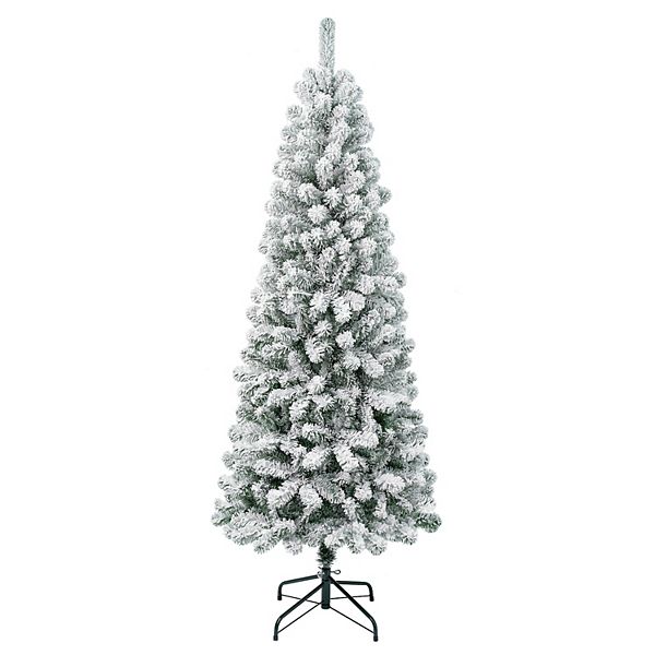 National Tree Company First Traditions 6' Unlit Medium Flocked Acacia Hinged Artificial Christmas Tree