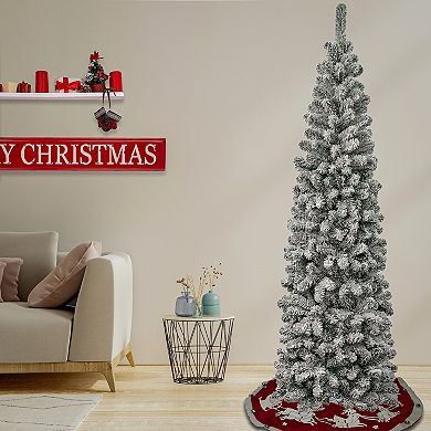 National Tree Company First Traditions 7-ft. Acacia Pencil Slim Flocked Artificial Christmas Tree