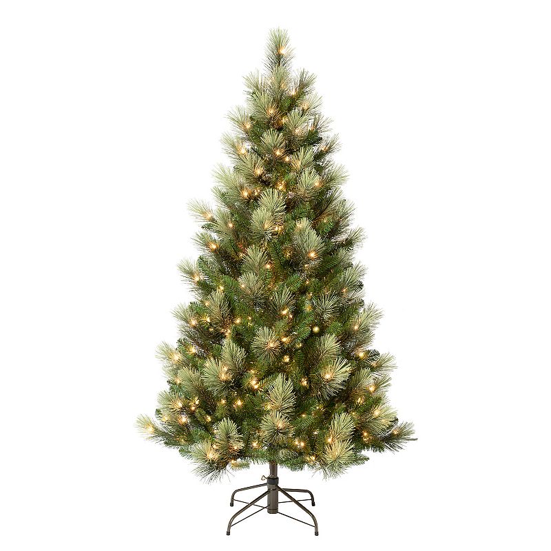 national tree company first traditions pre-lit charleston pine snowy slim christmas tree  clear incandescent lights  plug in  6 ft