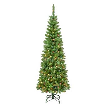 National Tree Company First Traditions Pre-Lit Multi-Color 5.5-ft. Rowan Pencil Slim Artificial Christmas Tree