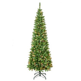 National Tree Company First Traditions 7-ft. Pre-Lit Multi-Color Rowan Pencil Slim Artificial Christmas Tree