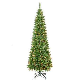 National Tree Company First Traditions 7-ft. Pre-Lit Multi-Color Rowan Pencil Slim Artificial Christmas Tree