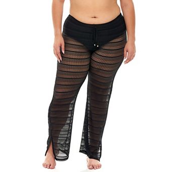 Plus Size Jordan Taylor Sheer Swim Cover-Up Herringbone Pants