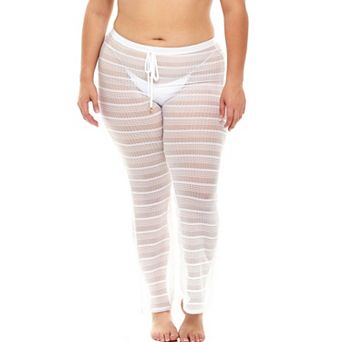 Plus Size Jordan Taylor Sheer Swim Cover-Up Herringbone Pants