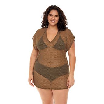 Plus Size Jordan Taylor Sheer Dolman-Sleeve Swim Cover-Up Tunic
