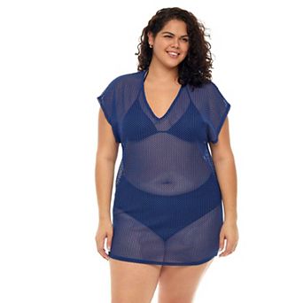 Plus Size Jordan Taylor Sheer Dolman-Sleeve Swim Cover-Up Tunic