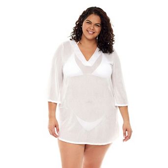 Plus Size Jordan Taylor Bell-Sleeve Sheer Swim Cover-Up Tunic