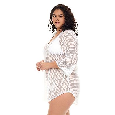 Plus Size Jordan Taylor Bell-Sleeve Swim Cover-Up Tunic