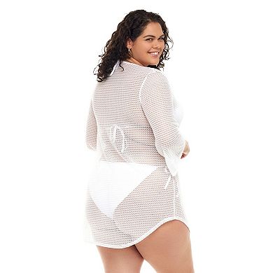 Plus Size Jordan Taylor Bell-Sleeve Swim Cover-Up Tunic