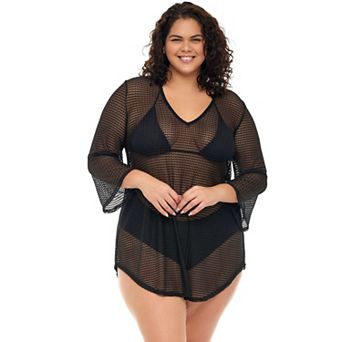 Plus Size Jordan Taylor Bell-Sleeve Swim Cover-Up Tunic
