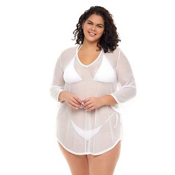 Plus Size Jordan Taylor Bell-Sleeve Swim Cover-Up Tunic