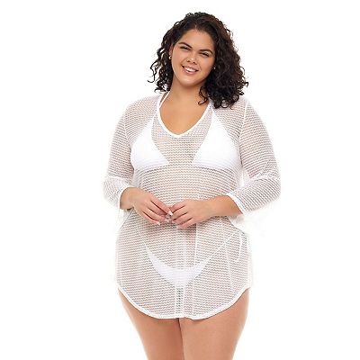 Plus Size Jordan Taylor Bell Sleeve Swim Cover Up Tunic