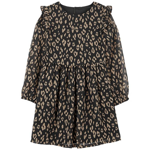 Girls 4-14 Carter's Leopard Print Long Sleeve Dress