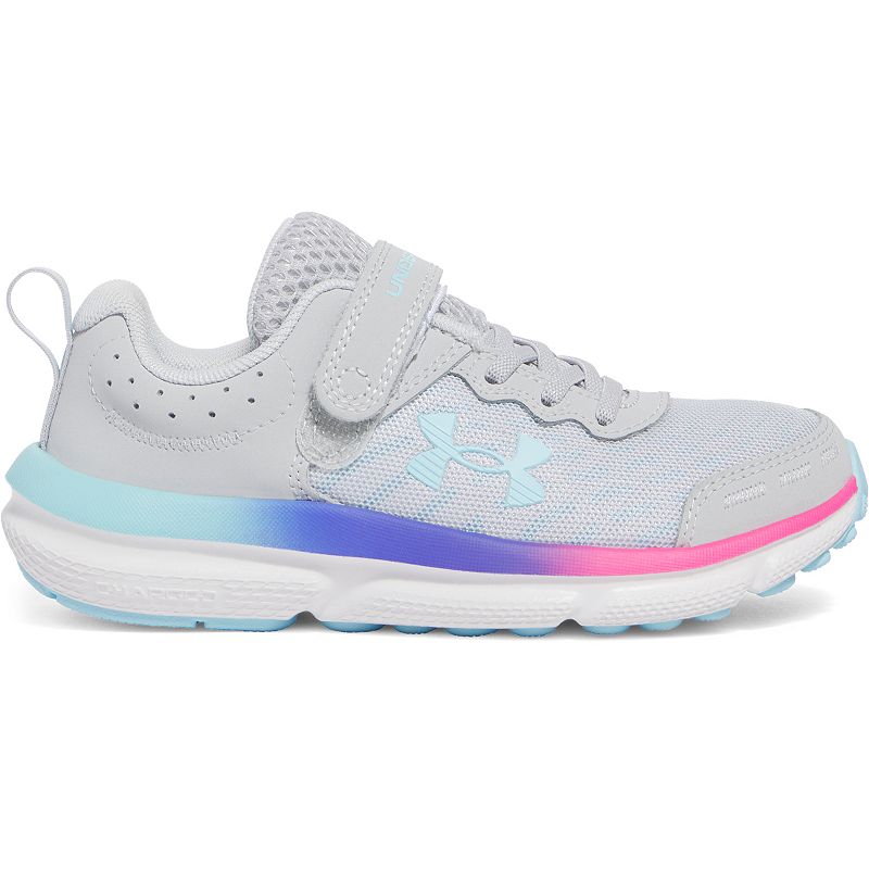 Under Armour Assert 10 AC Paint Splatter Little Kids' Running Shoes, Girl's, Size: 2, Gray Stream